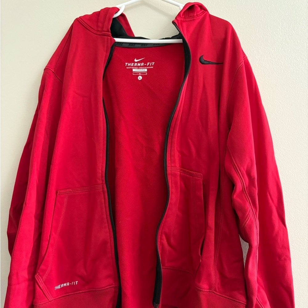 Nike Red Dri-FIT Hoodie with Black Swoosh - Picture 2 of 3